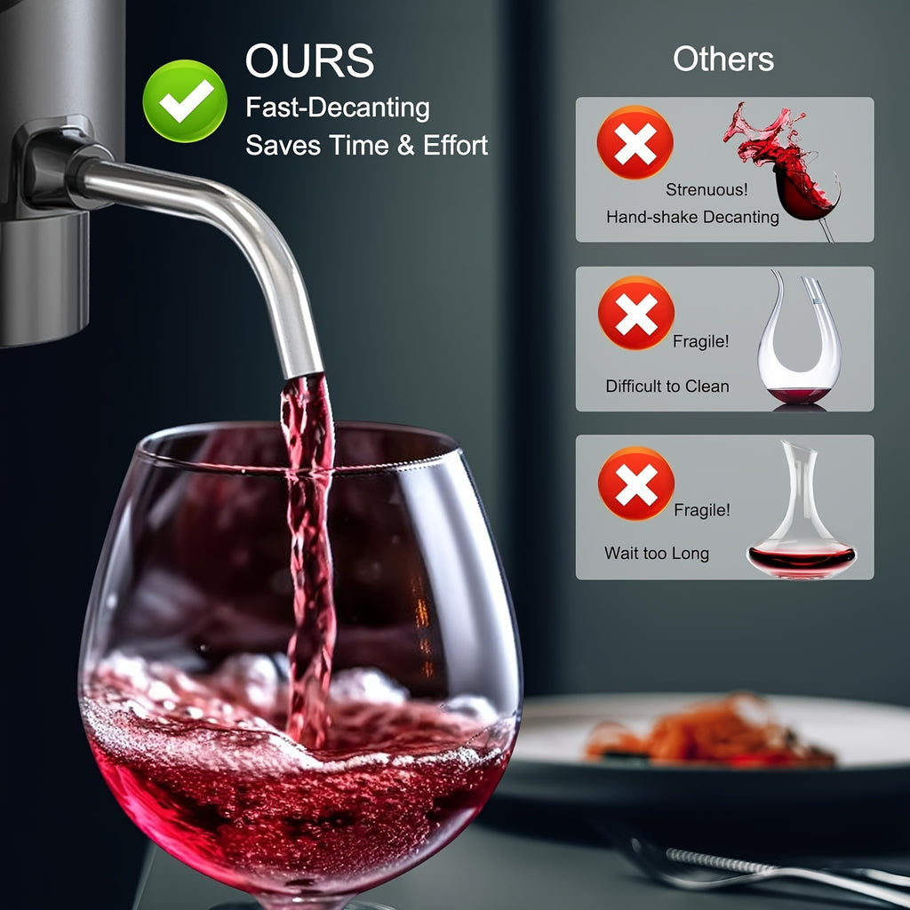 1 Aerador de Vinho Elétrico Recarregável via USB, Dispensador Automático para Garrafas e Decantador Inteligente Multiuso – O Presente Perfeito Para Amantes do Vinho