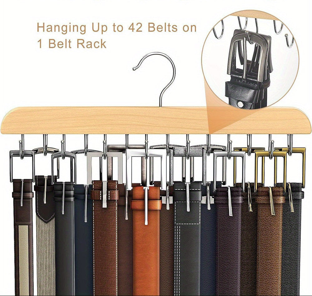 1 Pacote Gancho de Armazenamento para Cintos de Madeira, Suspensórios e Gravatas, Ganchos Multifuncionais, Gancho para Cintos, Chapéus e Armário Doméstico