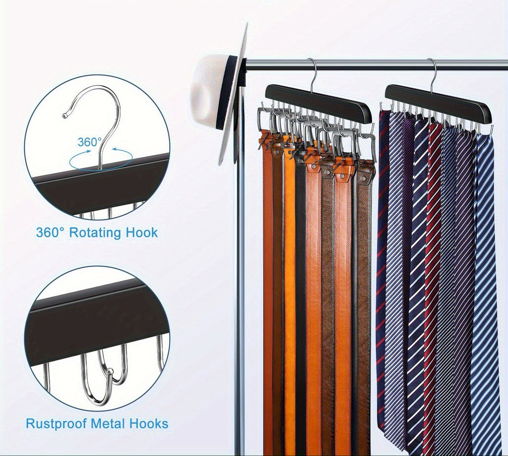 1 Pacote Gancho de Armazenamento para Cintos de Madeira, Suspensórios e Gravatas, Ganchos Multifuncionais, Gancho para Cintos, Chapéus e Armário Doméstico