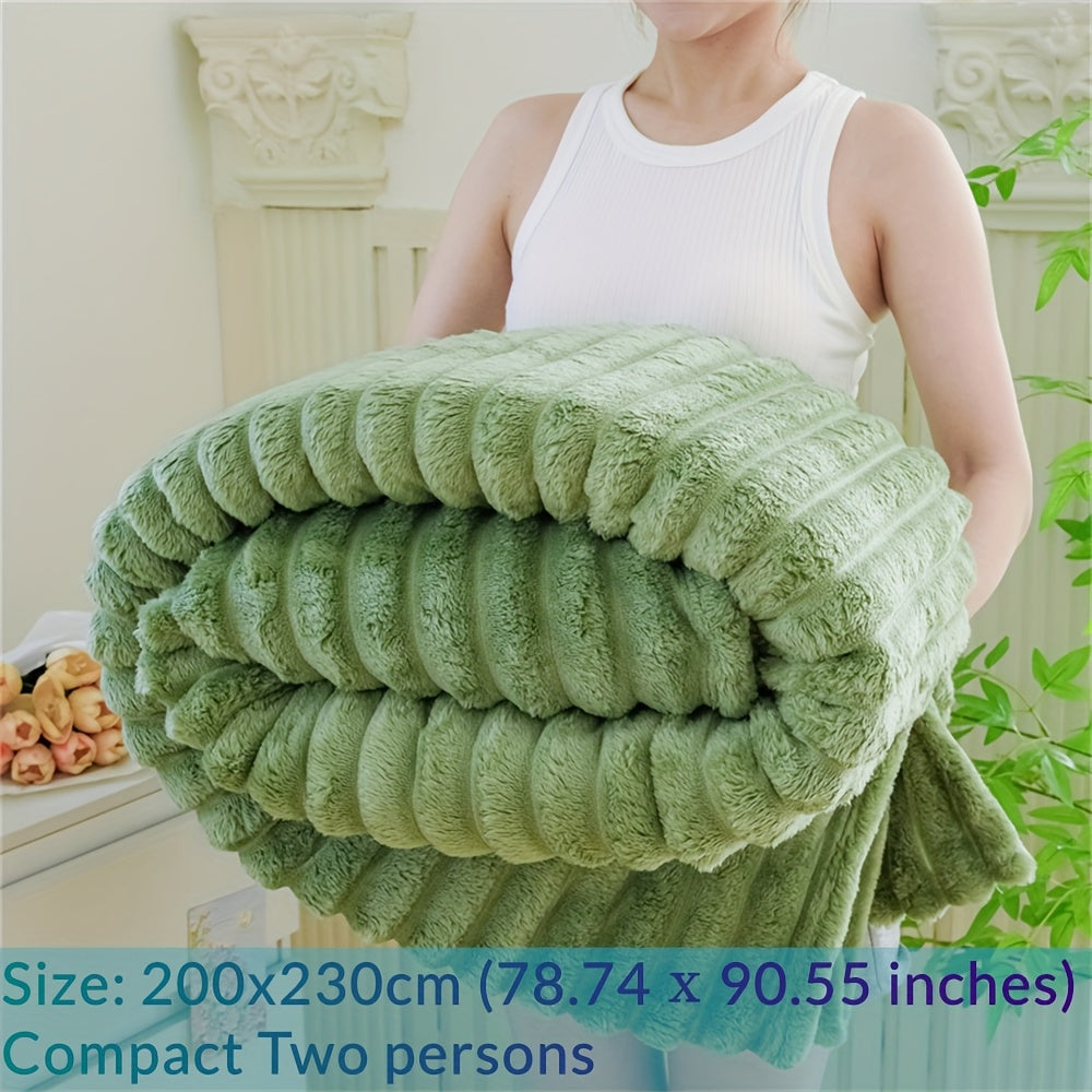 Manta de Pele Sintética de Coelho de Luxo, Estilo Simples e Cor Sólida - Macia, Quente e Confortável, Ideal para Sofá, Cama, Escritório e Viagem - Multiuso, Presente