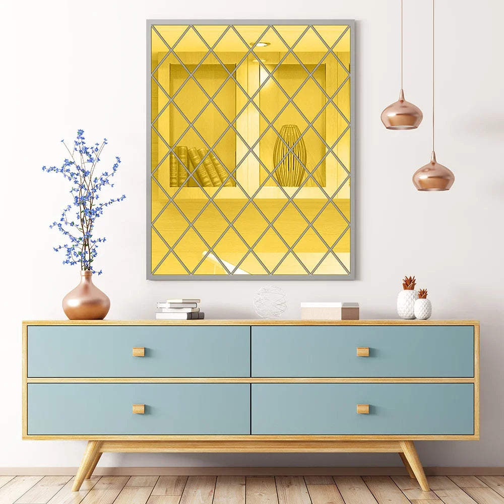 Espelho 3D Acrílico Auto-Adesivo para Decoração de Parede