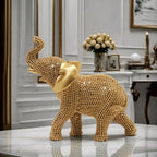 Estatueta de Elefante Dourado em Resina