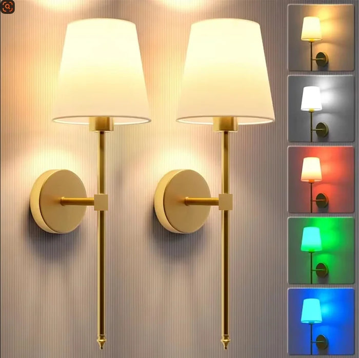 Arandelas Douradas Recarregáveis com RGB e Controle Remoto