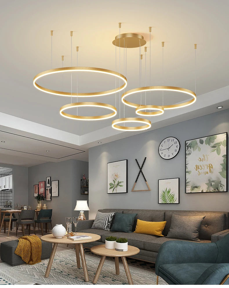 Lustre LED Anel Moderno para Sala e Jantar