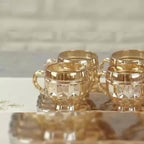 Jogo 6 Xícaras Chá e Café 260ml Itália Âmbar Cristal Dourado Luxuoso