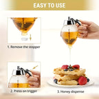 Honey Dispenser with a Stand - Suitable for Syrups, Sauces, And Condiments, - a Versatile Kitchen Tool for Olive Oil, Chocolate, And Sweetened Condensed Milk