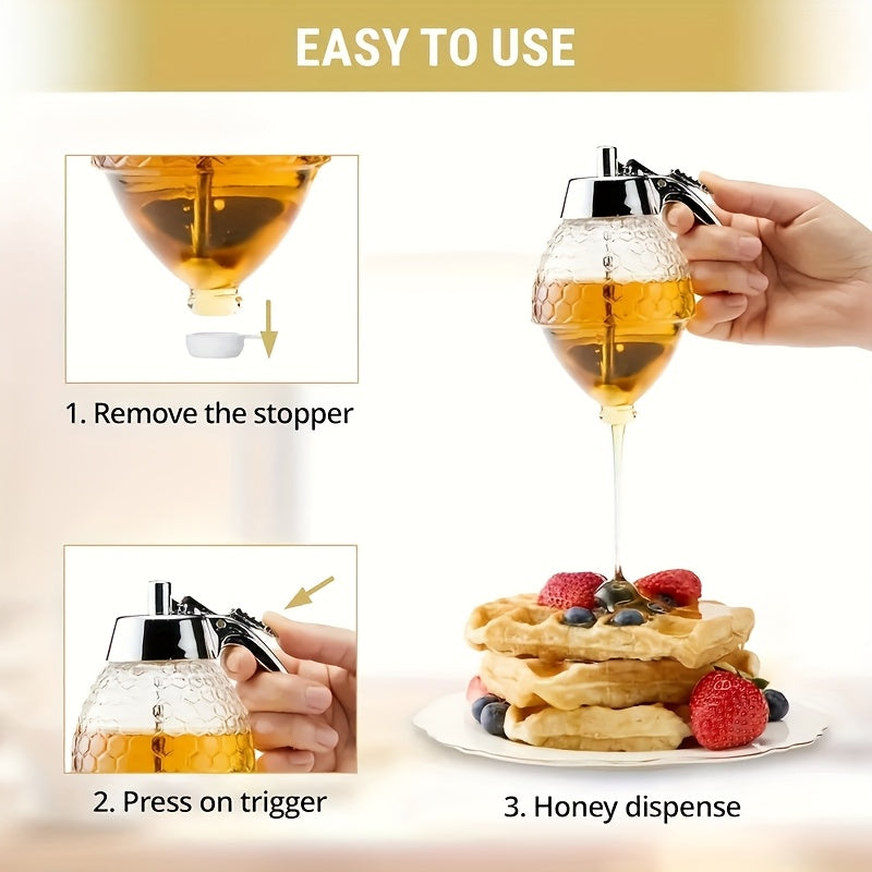 Honey Dispenser with a Stand - Suitable for Syrups, Sauces, And Condiments, - a Versatile Kitchen Tool for Olive Oil, Chocolate, And Sweetened Condensed Milk