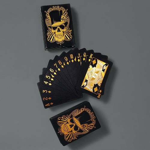 1 conjunto de Cartas de Baralho Caveira Preta à Prova d'Água em Plástico com Folha Negra | Flexíveis para Piscina, Praia e Truques Mágicos | Duráveis e Laváveis | Ideal para Festas ao Ar Livre