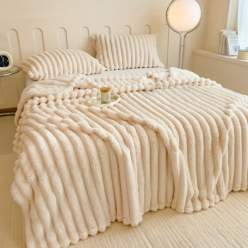 Manta de Pele Sintética de Coelho de Luxo, Estilo Simples e Cor Sólida - Macia, Quente e Confortável, Ideal para Sofá, Cama, Escritório e Viagem - Multiuso, Presente