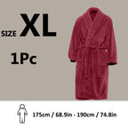 Roupão Unissex de Fleece Coral Extra Quente para Homens e Mulheres, Roupões Adultos para Banheiro, Toalha de Banho, Roupão com Gola Xale, Presente de Dia dos Namorados para Casais