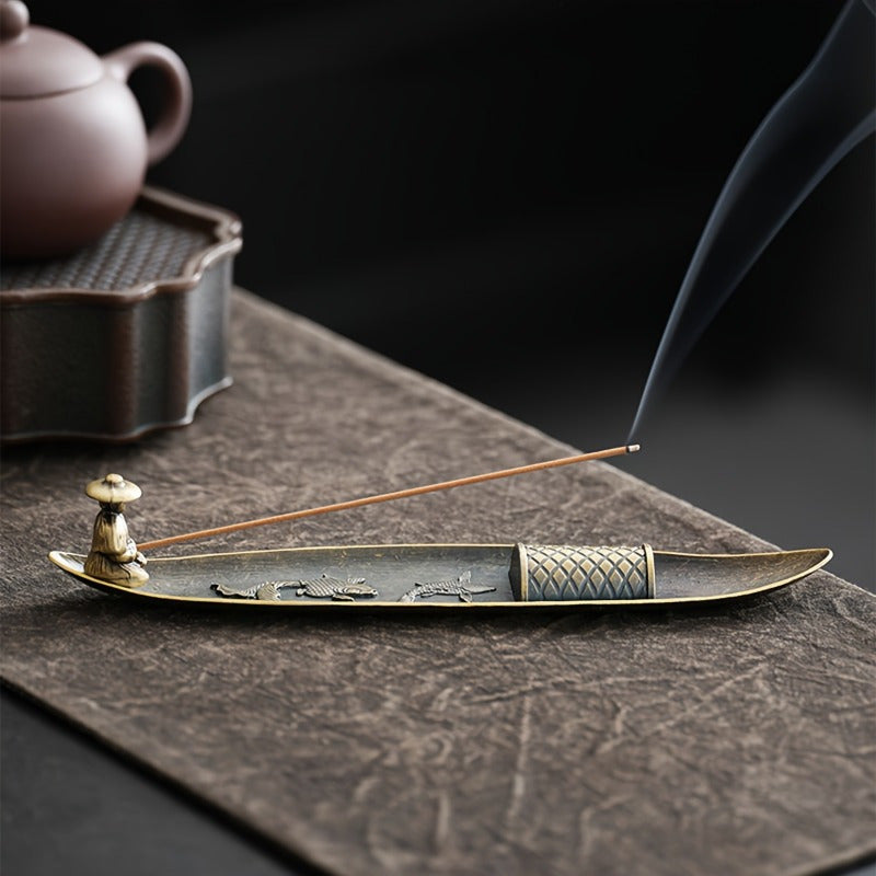 1 Suporte de Incenso Vintage em Forma de Peixe - Queimador Zen e Meditação Artesanal para Decoração de Casa, Sem Necessidade de Eletricidade, Perfeito para Natal, Halloween, Páscoa, Hanukkah, Ação de Graças, Acessórios de Relaxamento | Trabalho Artístico em Metal | Design Intricado em Metal, Suporte de Incenso