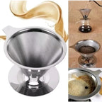 Filtro de Café Reutilizável em Inox Compatível com Suporte de Cone Padrão Lavável