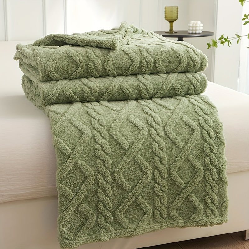 Manta Moderna 3D Jacquard com Padrões Geométricos, Microfibra Super Macia, Lã Leve e Confortável para Sofá, Cama, Cadeira, Adequada para Todas as Estações