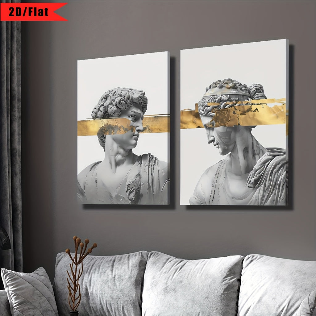 2 Peças de Arte de Parede da Mitologia Grega - Zeus, Hera, Atena e Deuses - Impressões em Tela Plana 2D Adequadas para Decoração de Casa e Escritório - Deusas e Lendas Gregas - Impressões de Arte Clássica Educativa, Plana 2D, Perfeitas para Decoração de Quarto