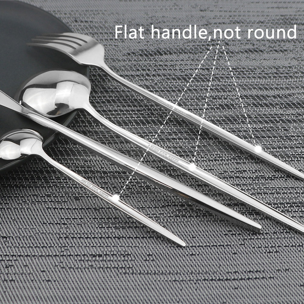 Conjunto de Talheres Dourados com Cabo Preto de 24 peças | Faca, Garfo, Colher em Aço Inoxidável, Aço Inoxidável 410, Presente de Louça de Jantar para Cozinha de Festival com Caixa