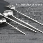 Conjunto de Talheres Dourados com Cabo Preto de 24 peças | Faca, Garfo, Colher em Aço Inoxidável, Aço Inoxidável 410, Presente de Louça de Jantar para Cozinha de Festival com Caixa