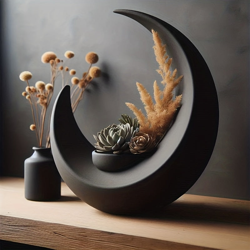 Vaso Lua, Decoração Criativa para Casa, Recipiente para Plantas Verdes Estilo Nórdico, Ornamento Criativo em Forma de Lua Crescente, Decoração Romântica para Mesa ou Varanda
