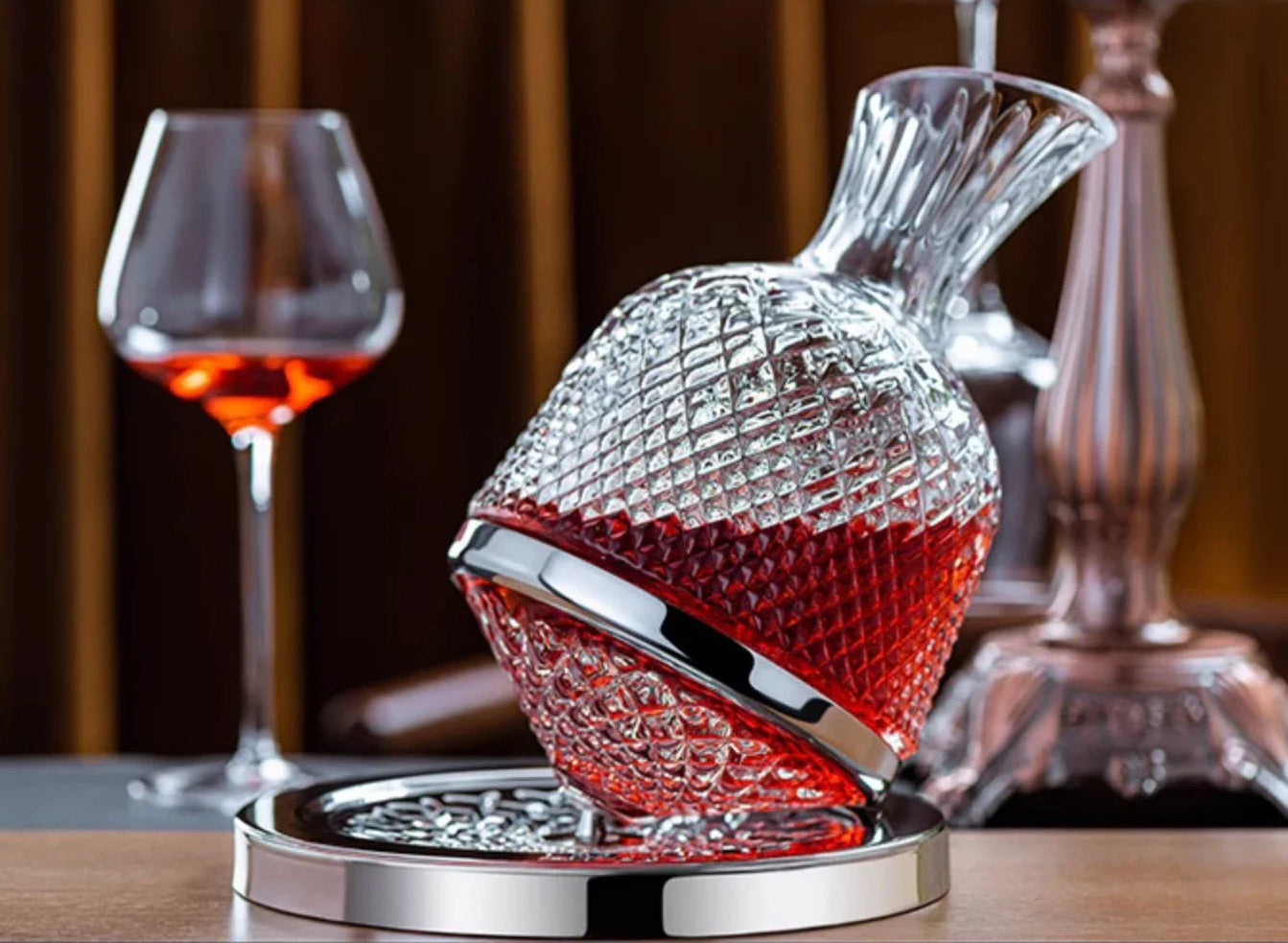 Decantador de Vinho Cristal Giratório 360°