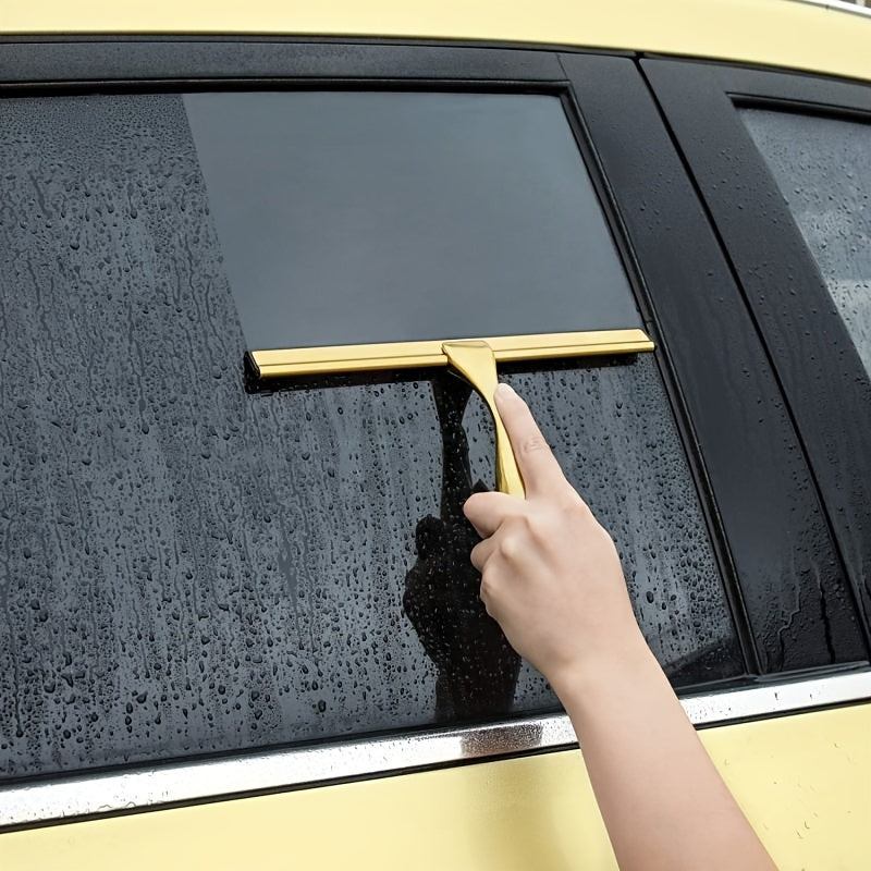 1pc 10-Inch Stainless Steel Shower Squeegee with Mounting Hook - Ergonomic Handle, Durable & Versatile for Glass Doors, Mirrors, Tiles - All-Purpose Cleaning Tool for Bathroom, Kitchen, Garage, Sleek Metallic Finish, Functional Design