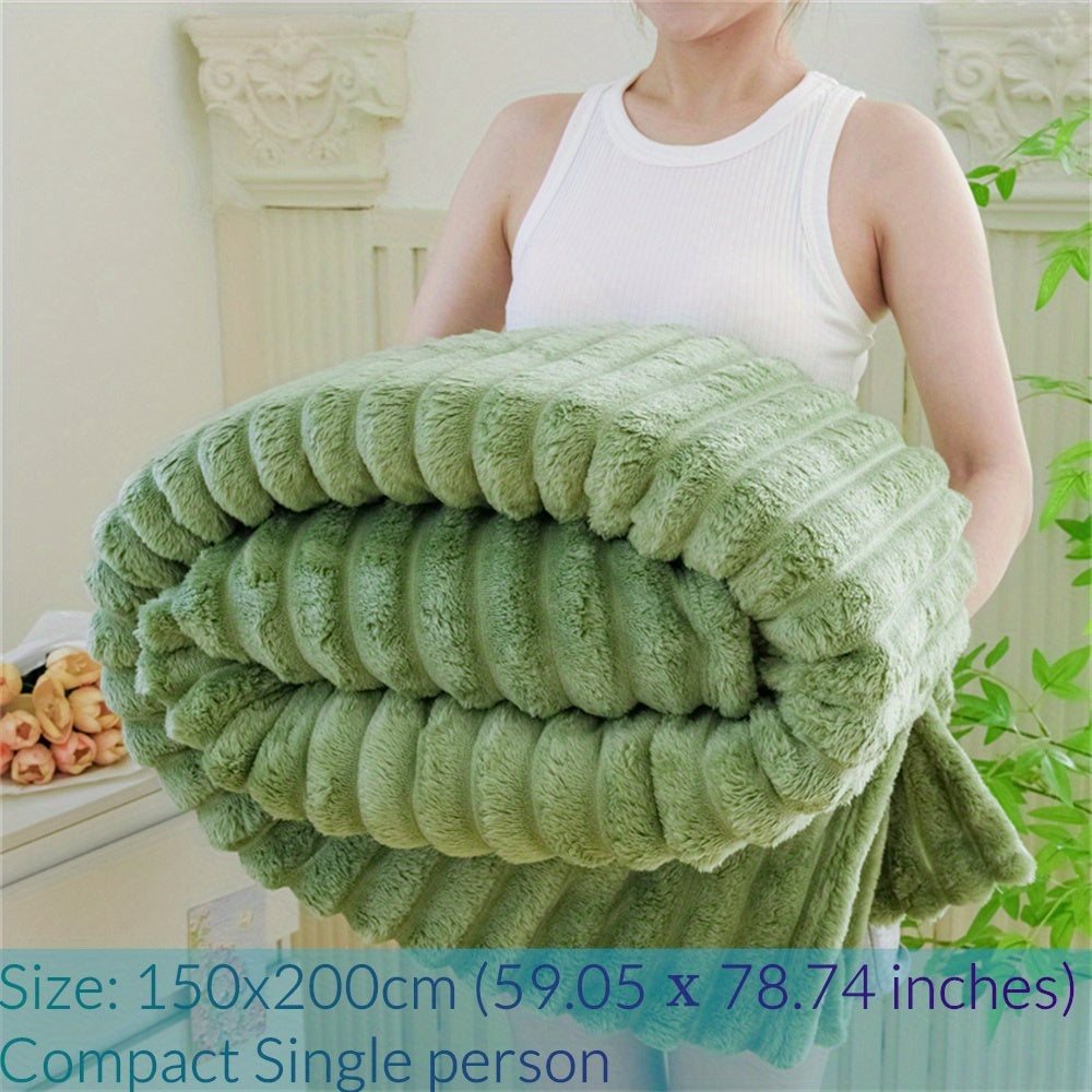 Manta de Pele Sintética de Coelho de Luxo, Estilo Simples e Cor Sólida - Macia, Quente e Confortável, Ideal para Sofá, Cama, Escritório e Viagem - Multiuso, Presente