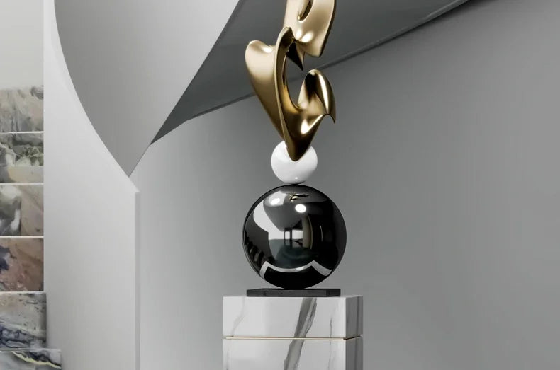 Escultura Geométrica de Luxo para Decoração Moderna