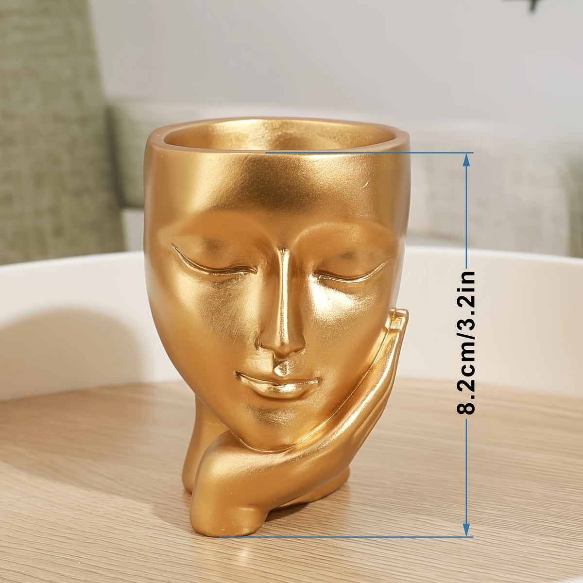 Vaso de Flor em Resina Pensador Dourado - Decoração Única para Jardinagem Interna e Externa para Casa e Escritório, Não Necessita de Eletricidade, Material de Resina Durável, Versátil para Vários Tipos de Ambientes