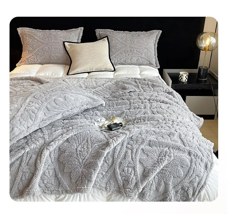 Cobertor Floral 3D de Lã Coral Quente