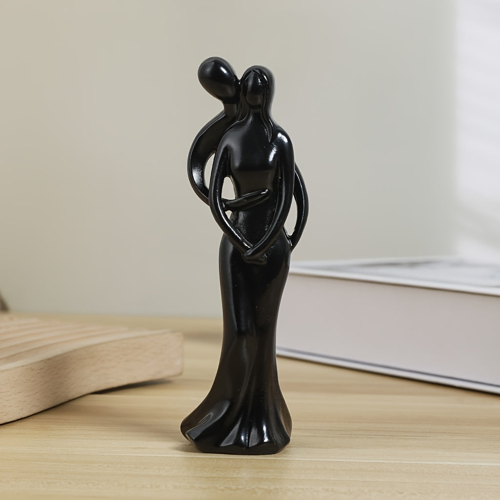 1 Peça Escultura Contemporânea de Resina "Abraço do Amor" - Figurino Artístico Elegante em Dourado, Branco e Preto para Decoração da Casa, Estante, Sala ou Gabinete no Natal, Halloween, Outono. Colecionável