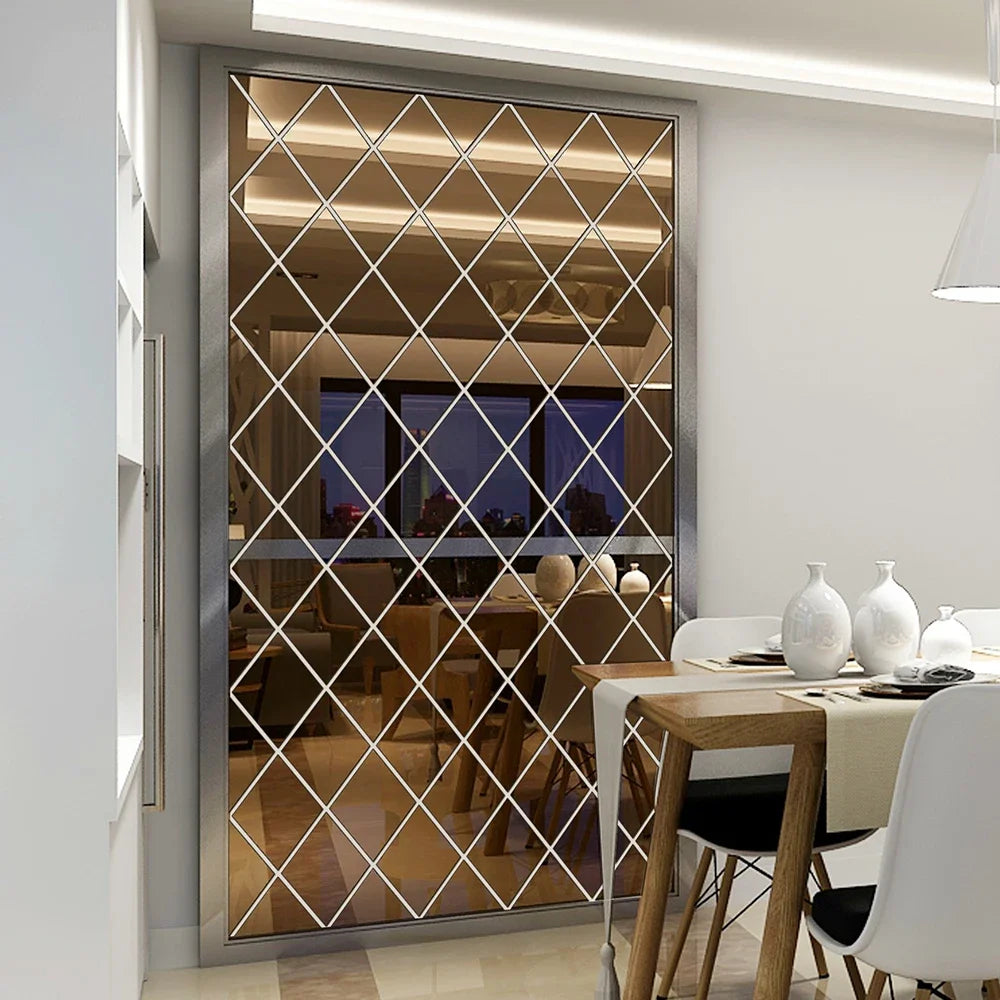 Espelho 3D Acrílico Auto-Adesivo para Decoração de Parede