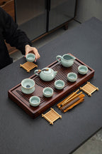 Conjunto de Chá Kung Fu Yixing com Bandeja de Madeira