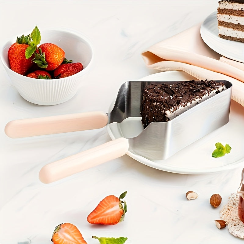 1pc Stainless Steel Cake Slicer & Server | Triangular Transfer Tool with Ergonomic Handle, Durable for Home & Commercial Use, Ideal for Valentine'S Day, Weddings, Birthdays, Parties, Safe