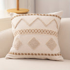 1pc Capa de Almofada Decorativa Bohemia Bordada - Design Geométrico Marroquino, 45.72x45.72 cm, Hipoalergênica para Sofá e Quarto, Fechamento com Zíper (Sem Enchimento), Tecido Texturizado Espesso, Decoração Rústica Champanhe para Sala e Quarto, Acessório para Cama ou Sofá