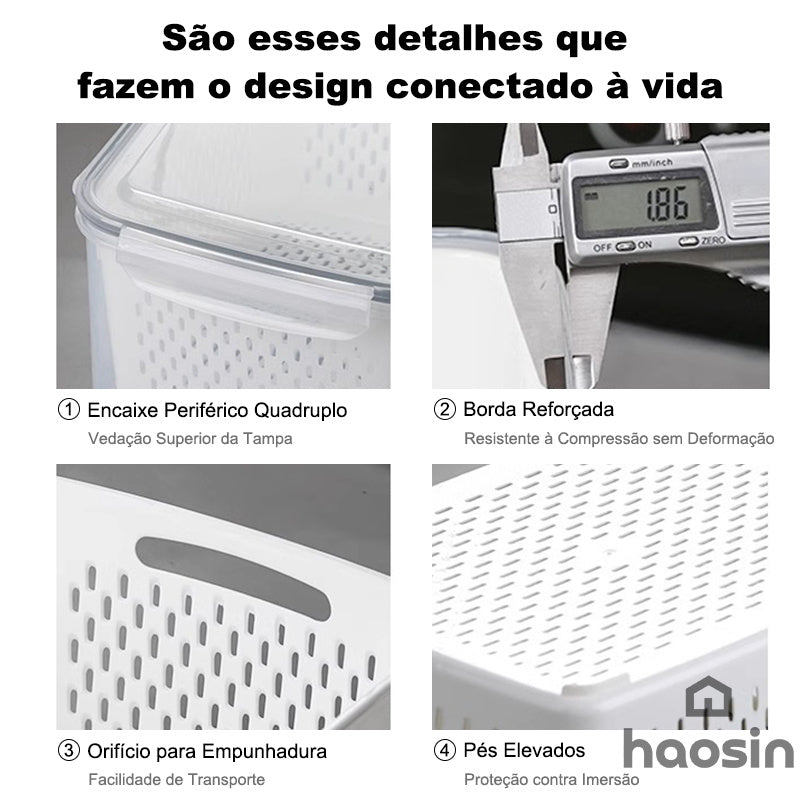 Local Delivery BR | Shipping-Set of 3 Sizes-Drainage Basket for Refrigerator (Small+Medium+Large) with Adjustable Valve - Stackable, Portable for Snacks, Food Organizer, Christmas Party.