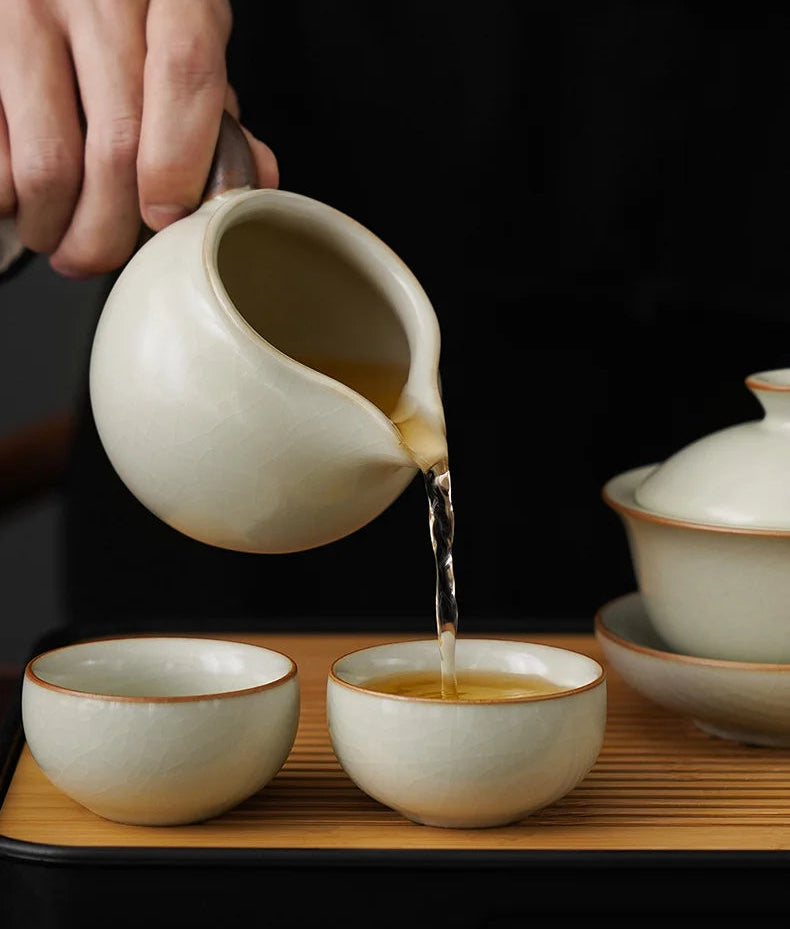 Conjunto de Chá Kung Fu Yixing com Bandeja de Madeira