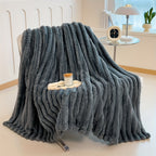 Manta de Pele Sintética de Coelho de Luxo, Estilo Simples e Cor Sólida - Macia, Quente e Confortável, Ideal para Sofá, Cama, Escritório e Viagem - Multiuso, Presente