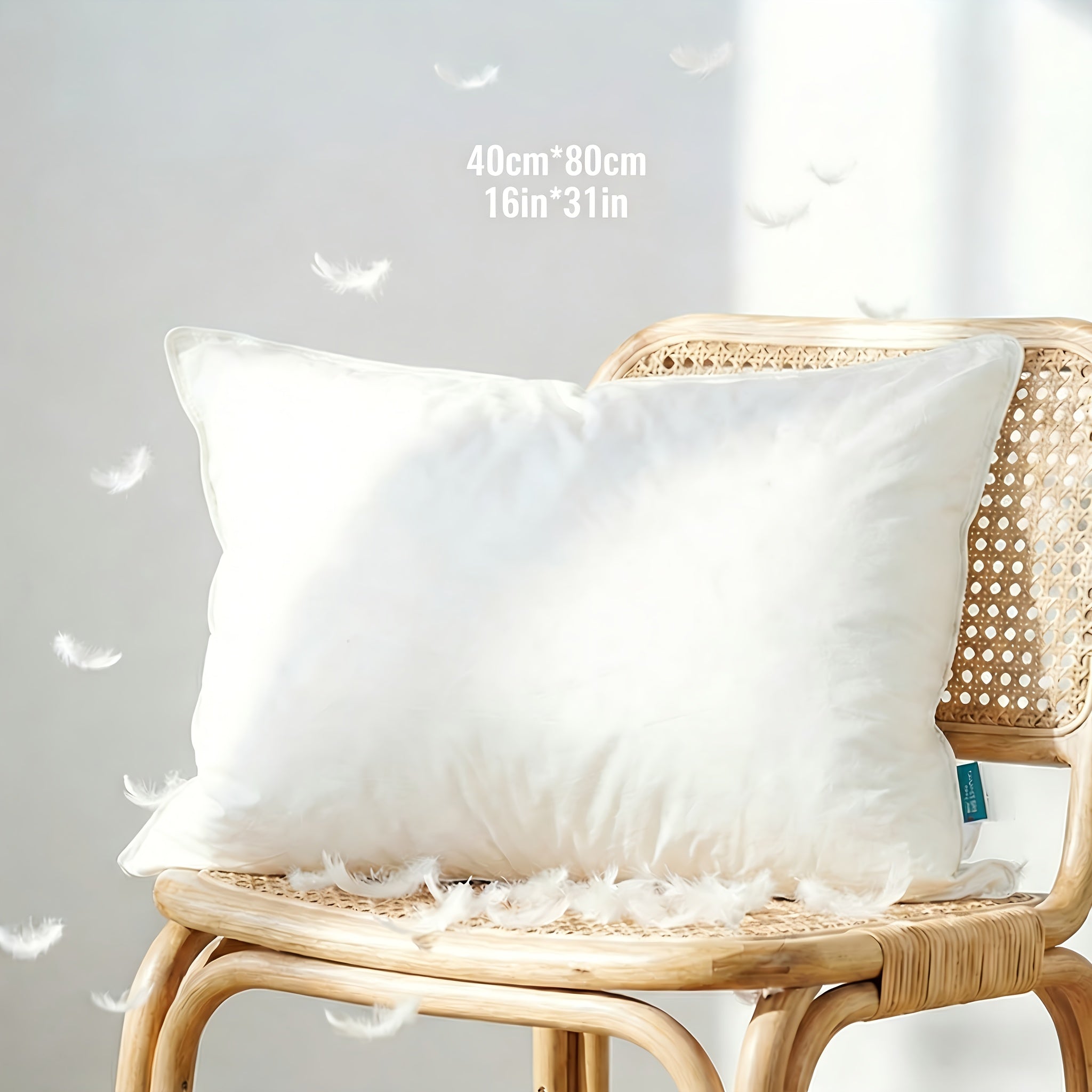 1pc Almofada de penas de ganso de luxo - Ultra-mole, de duas camadas, almofada quadrada decorativa branca com enchimento de alta qualidade para sofá, sofá e cama, estilo contemporâneo, lavável à máquina, almofada de sofá | Luxo decorativo | Almofada de penas fofa, almofada decorativa