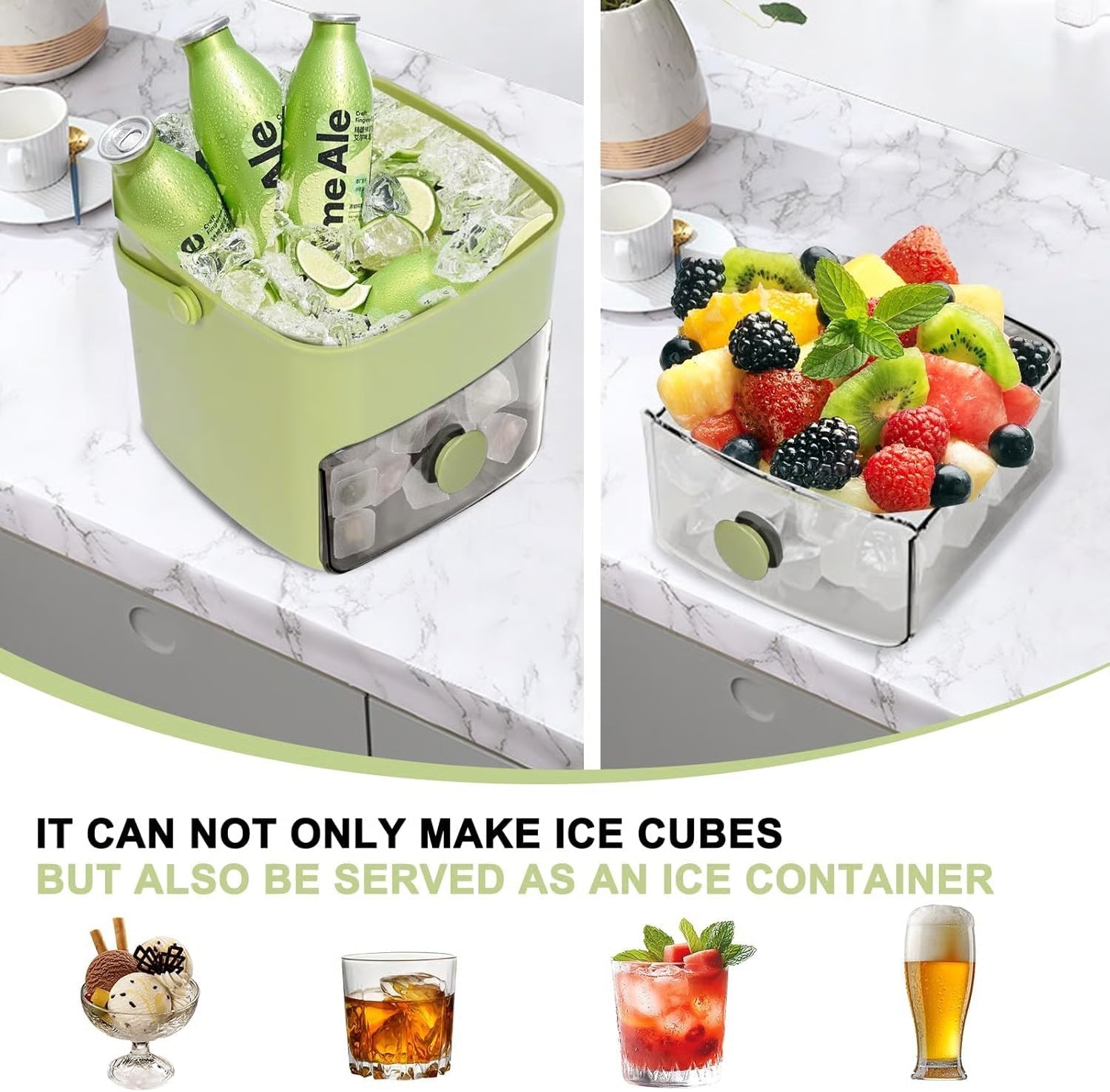 Portable Household Layer Ice Cube with Storage Bin ＆ Lid