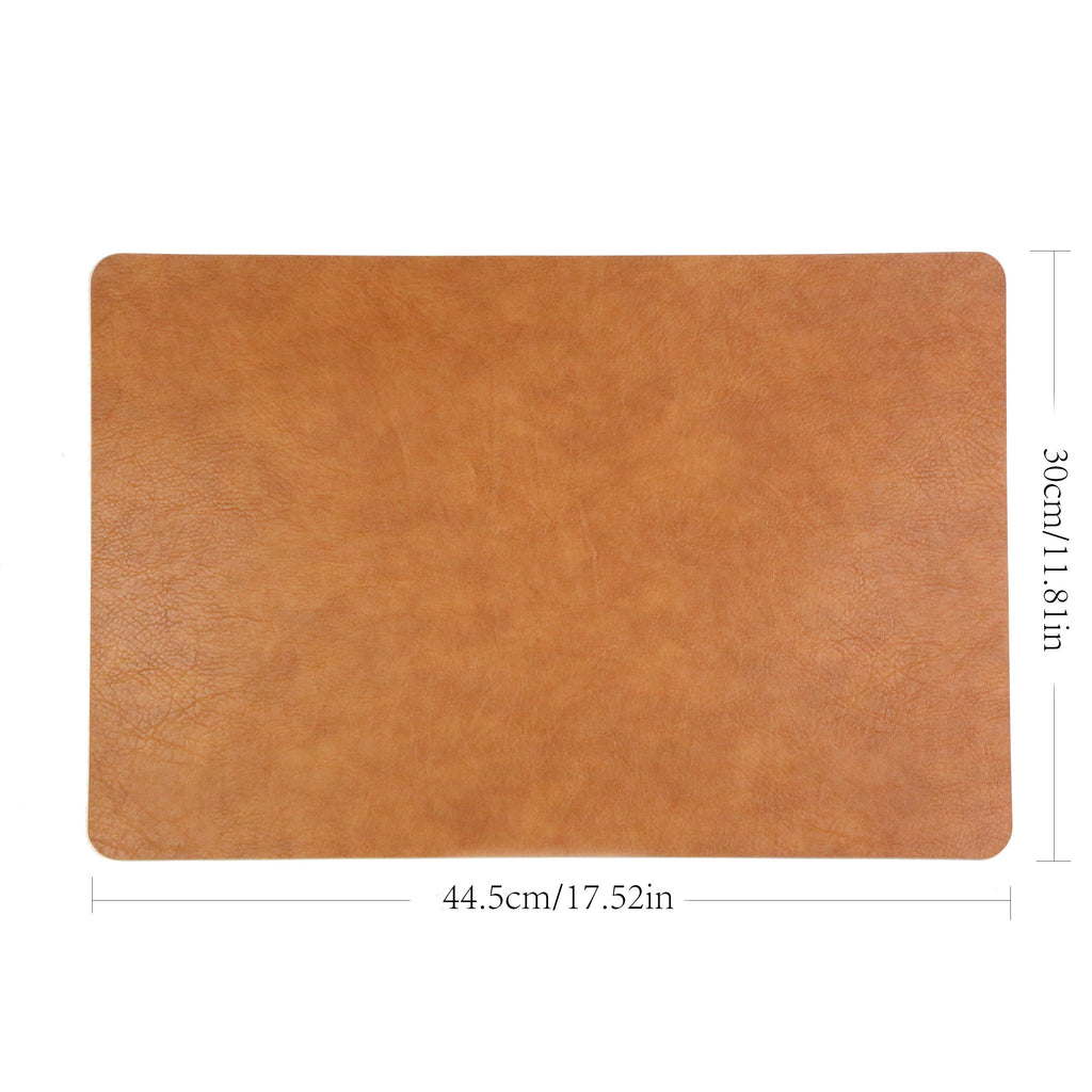 Jogo Americano de Couro Sintético Vintage de Luxo - Tapete de Jantar Resistente ao Calor em Nogueira, Cinza Lama, Marrom Chocolate - Fácil de Limpar, Tapete Retangular para Mesa de Café para Decoração Elegante de Casa