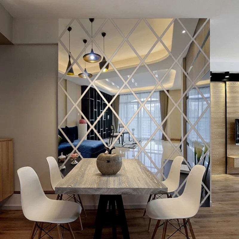 Espelho 3D Acrílico Auto-Adesivo para Decoração de Parede
