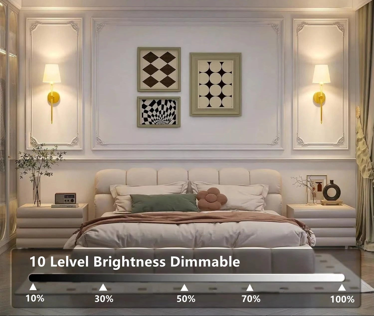 Arandelas Douradas Recarregáveis com RGB e Controle Remoto