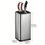 1pc Sleek Stainless Steel  Holder with Wooden Handle - Single Slot, Kitchen Rack for Knives & Cutting Boards, Durable Plastic Construction