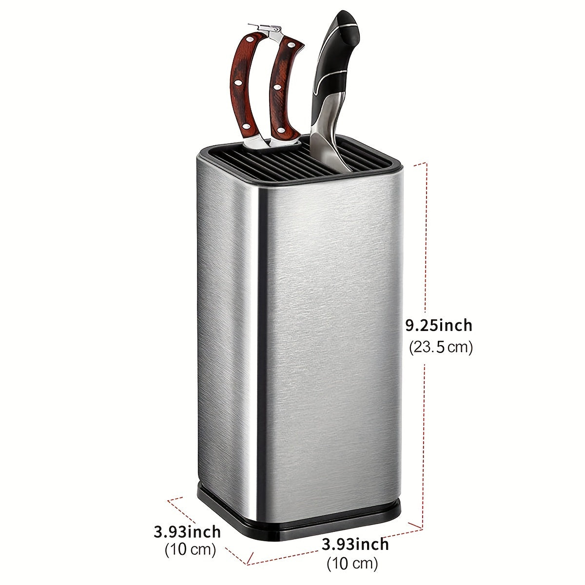 1pc Sleek Stainless Steel  Holder with Wooden Handle - Single Slot, Kitchen Rack for Knives & Cutting Boards, Durable Plastic Construction