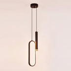 Modern Oval Pendant Light, 20W Adjustable Height LED Chandelier, 3-in-1 Dimmable LED with 100cm Adjustable Cord for Living Room, Bedroom, and Kitchen, Black