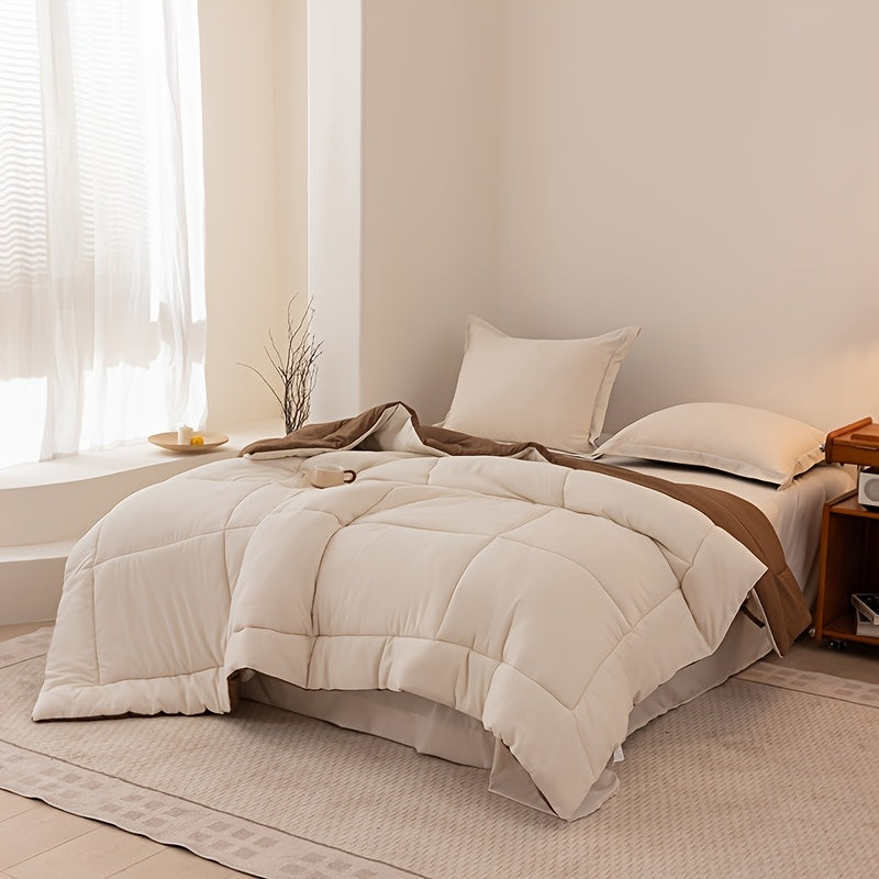 Conjuntos de cama Queen Size - Conjuntos de cama Queen Size marrom e bege, Conjuntos de roupa de cama macia para todas as estações - Conjuntos de 5 peças - 1 edredom (223,52 cm x 223,52 cm) e 2 fronhas (50,8 cm x 66,04 cm) e 1 lençol (228,6 cm x 259,08 cm) e 1 capa de cama (152,4 cm x 203,2 cm + 35