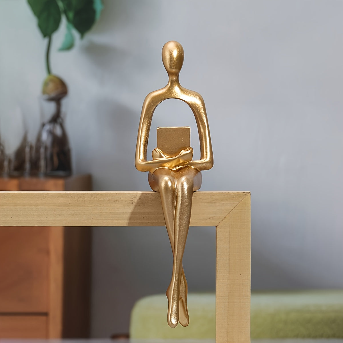 Uma Peça, Escultura Abstrata Artesanal em Resina Representando uma Postura Sentada, Figura Decorativa em Estilo Nórdico para Bordas de Mesa, Ideal para Decoração de Casa, Enfeites de Escritório e Ornamentação Atenta
