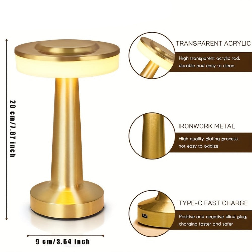 Luminária de Mesa Minimalista Touch Recarregável