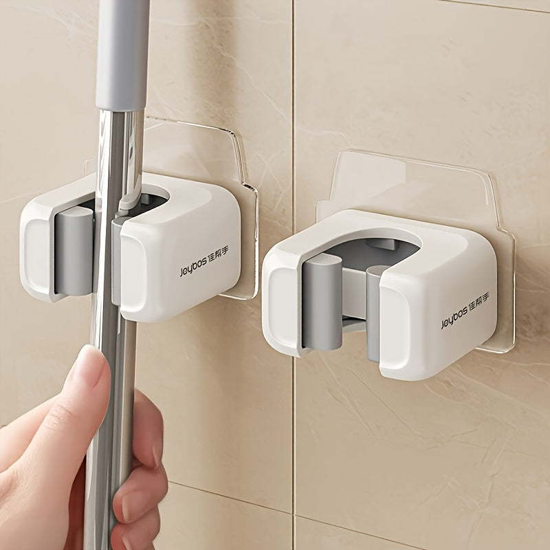 2-Pack Suporte de Parede para Vassoura e Esfregão, Organizador de Ferramentas Multifuncional sem Furação, Acessórios de Limpeza para Banheiro, Cozinha e Jardim, Ganchos Práticos para Casa