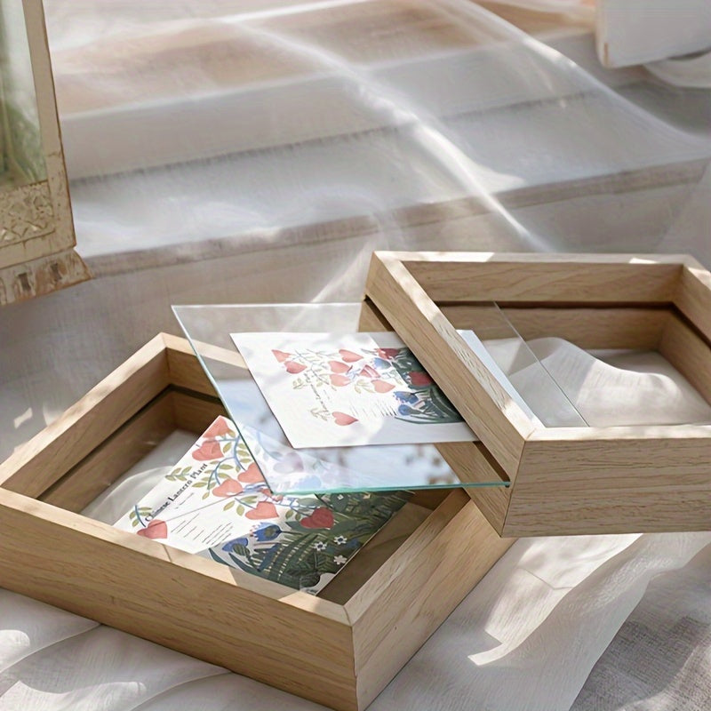 1 Moldura de Fotos Flutuante de Madeira, Disponível em Múltiplas Cores - Design Clássico e Moderno com Dupla Camada de Acrílico Transparente, Moldura para Pendurar Horizontal/Vertical, Ideal para Fotos Pequenas, Paisagens, Retratos, Pets, Arquitetura - Painel Protetor Transparente, Fácil de Instalar