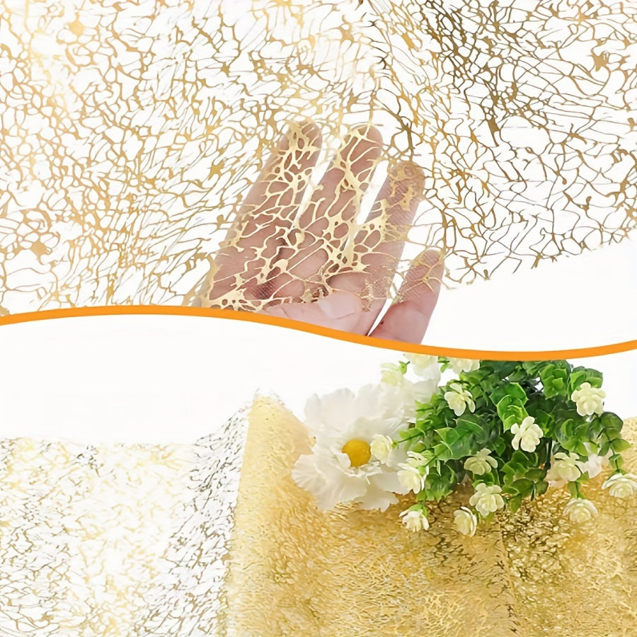 1 Rolo de Toalha de Mesa Transparente Dourada Compatível para Casamentos, Natal - Decoração de Mesa Elegante e Brilhante, Cobertura Retangular Adequada para Festas, Mesas de Jantar, Eventos