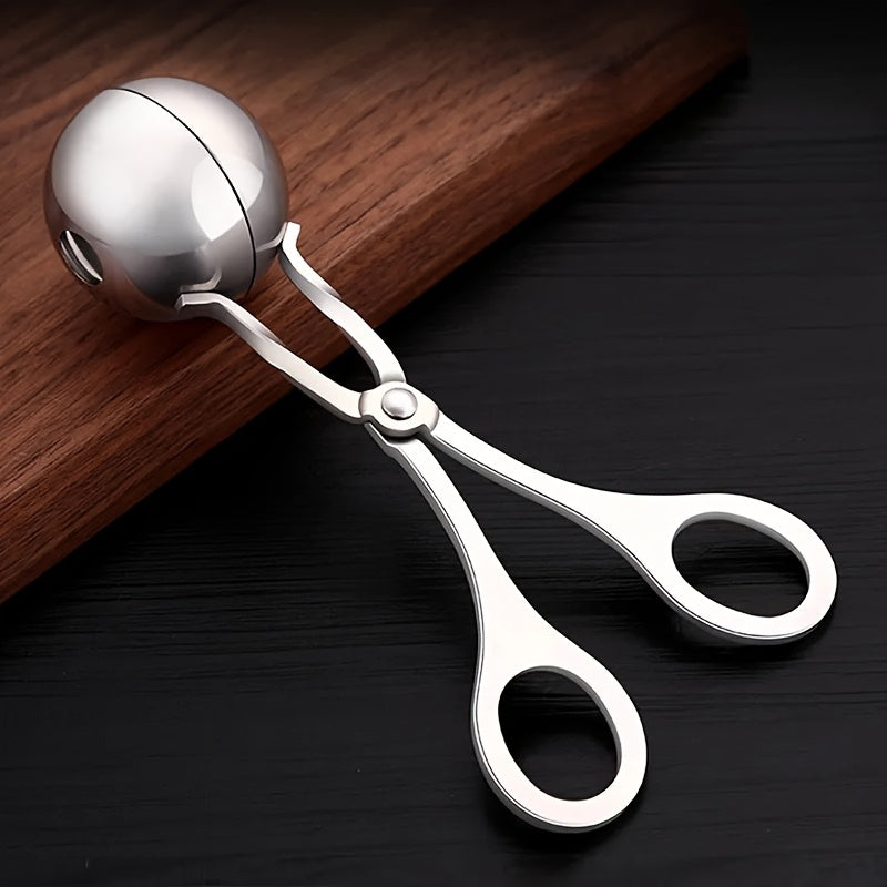 1 unidade de colher de gelado e formador de bolas de carne em aço inoxidável - Antiaderente, ferramenta fácil de apertar para fazer bolinhos de arroz perfeitos, cake pops e colheres de gelado | Apresenta um pega antiderrapante e é lavável na máquina de lavar louça, um gadget de cozinha prático